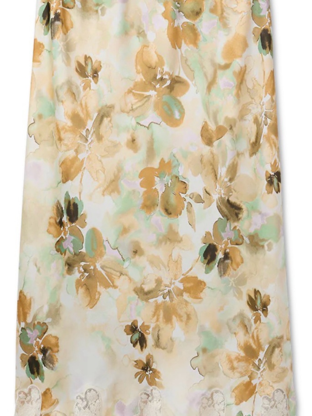 CAbi Cream Midi Skirt with Gold and Green Floral Print - Picture 2 of 6